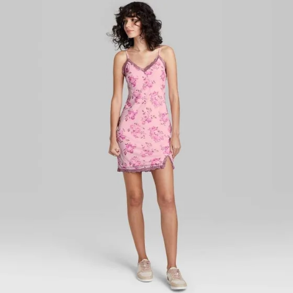 Wild fable pink floral spaghetti strap slip dresses in Medium and Large